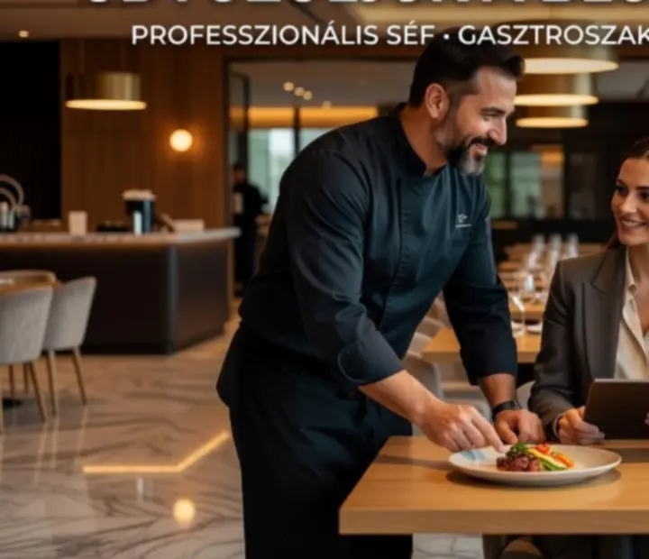 A Guide City Hub blog szerzői – séf, sommelier és házigazda egy elegáns térben.